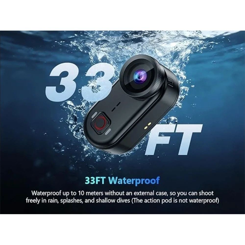 4K Thumb Action Camera WiFi Wearable POV Cam + Charging Action Pod 64GB Vlogging